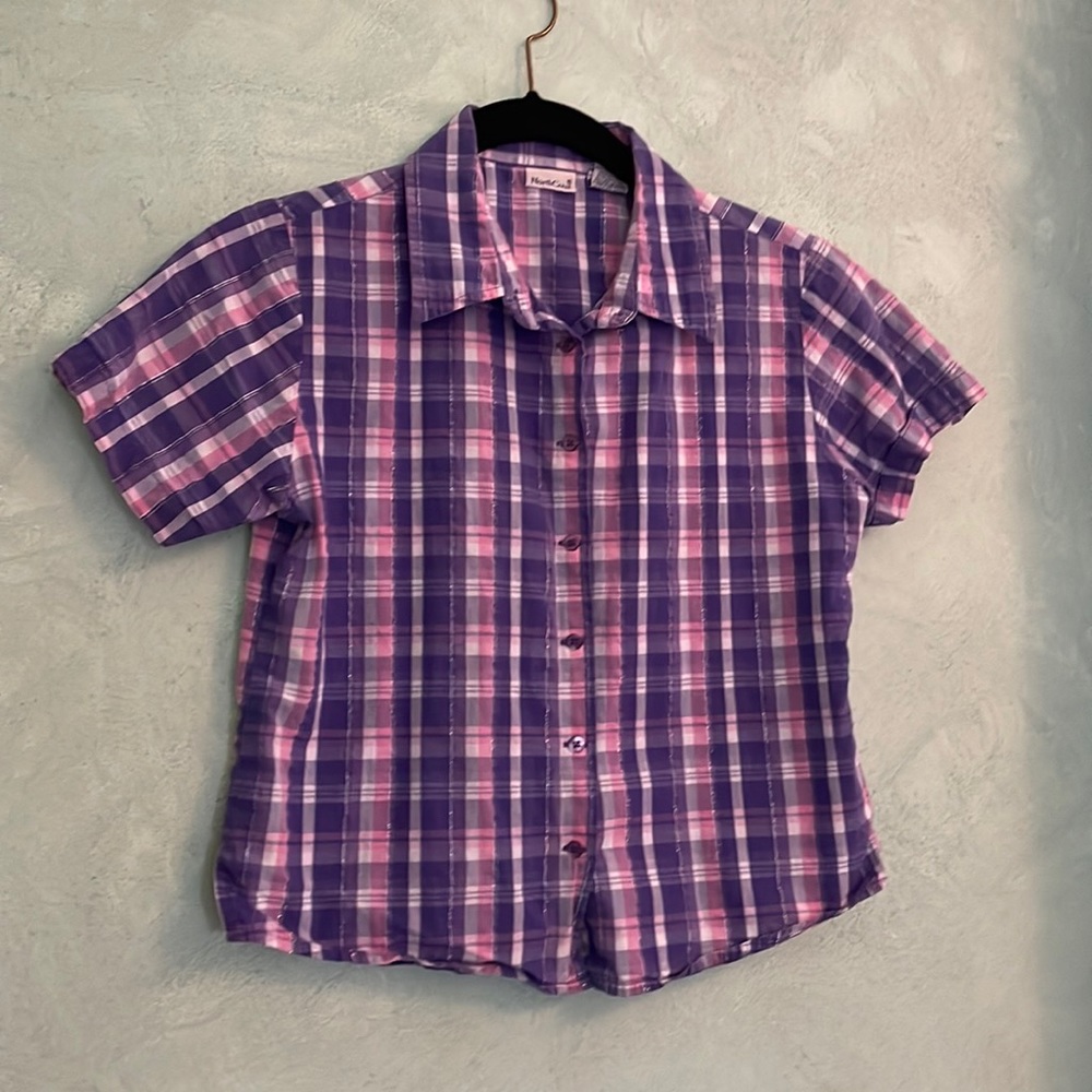 🪁 NorthCrest Plaid Girls Shirt Size L